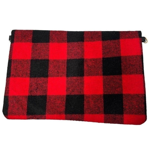 NWT LIB NEW YORK Plaid Fold Over Crossbody Clutch Bag With Wristlet - Picture 3 of 16